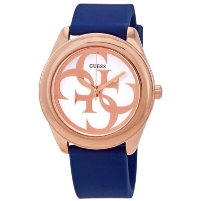 Guess Ladies G-Twist Silver Dial Blue Silicone Watch - W0911L6 NEW - Image 1 of 4