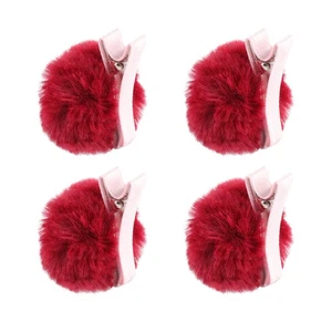 4 Stück Plüsch Haarspange Haarnadel Haarschmuck für Mädchen Kinder Kinder (rot) - Bild 1 von 11