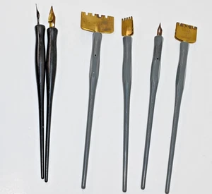 Menge 6 Vintage Kalligrafie Dip Stifte - Cott Patent Lineal Stifte Sortiment 5D - Bild 1 von 6