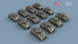 L'Arsenal Models 1/350 M4 SHERMAN TANK EARLY VERSION (10) 3D Printed - Picture 1 of 1