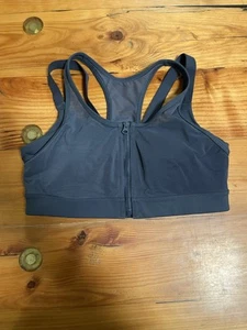 Reggiseno sportivo Yvette 8/38 nero senza fili racerback zip anteriore alto impatto Activewear - Foto 1 di 5