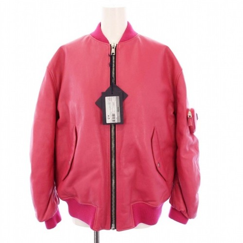 Prada Raf Simmons 21AW Giacca Bomber Pelle Nappa Imbottita Esterno Triangolo Us