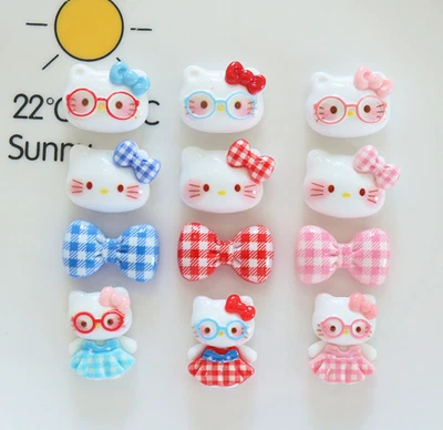 20Pcs Mixed Resin Cartoon Cat  Kitten Bows Flatback Buttons for Crafts DIY Decor - Image 1 of 4
