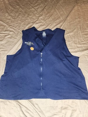 Walmart Employee Uniform Vest Adult XL Blue Zip Up With Pockets  - Image 1 of 4