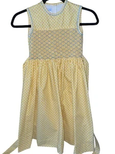 Girls Vive La Fete Smocked Yellow Dress SZ 6X Summer Beach - Picture 1 of 7