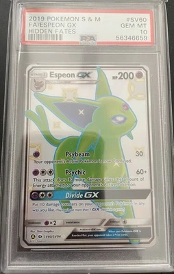 Pokémon Espeon GX Full Art Holo TCG PSA 10 Hidden Fates SV60/SV94 - Image 1 of 2
