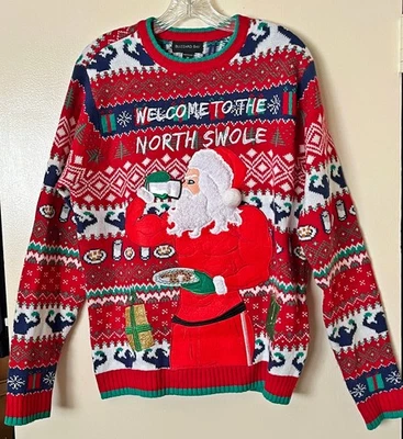Suéter Blizzard Bay Para Hombre Rojo Medio Bienvenido al Norte Swole Santa Feo Navidad Foto 1 de 4