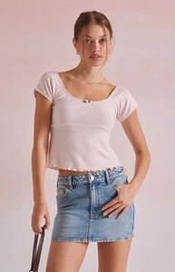 Pac Sun Beverly and Beck Maggie Pointelle T-Shirt Pink M Neu mit Etikett - Bild 1 von 1