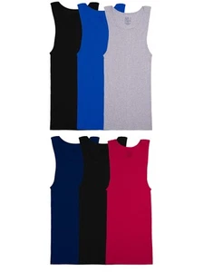 Men's Sleeveless Tank A-Shirt, Tag Free & Moisture Wicking, Ribbed Stretch Fa... - Picture 1 of 5