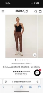 2nd Skin Leather Gemma Joggers Whiskey Brown Sz 8 - Picture 1 of 7