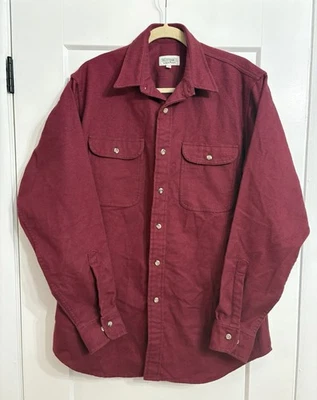 Vintage J. Peterman Men’s Medium Burgundy Chamois Flannel Long Sleeve Shirt - Image 1 of 4