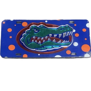 Florida Gators Mirrored Acrylic Polka Dot License Plate Tag - Picture 1 of 1