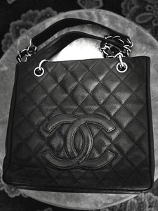 Chanel Black Caviar Leather Chain Gold Handbag Classic Authentic Certified - Picture 1 of 24