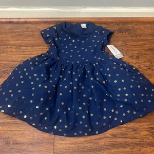 Carters Formal Navy Polka Dot Dress 18 month - Picture 1 of 3