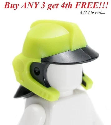 ☀️NEW LEGO Minifigure Minifig Headgear Head Cover Hat NEON YELLOW Fire Helmet - Image 1 of 3