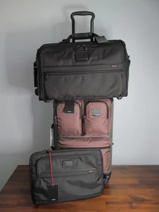 TUMI Briley Set Black & Brown Expandable 22" Carry On Spinner & Black Duffle-NWT - Picture 1 of 23