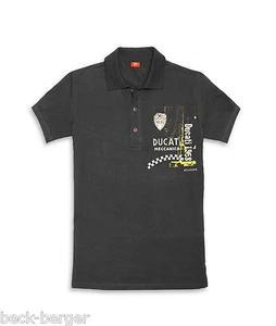 Ducati Retro Meccanica Short Sleeve Polo T-Shirt Gray New - Picture 1 of 1