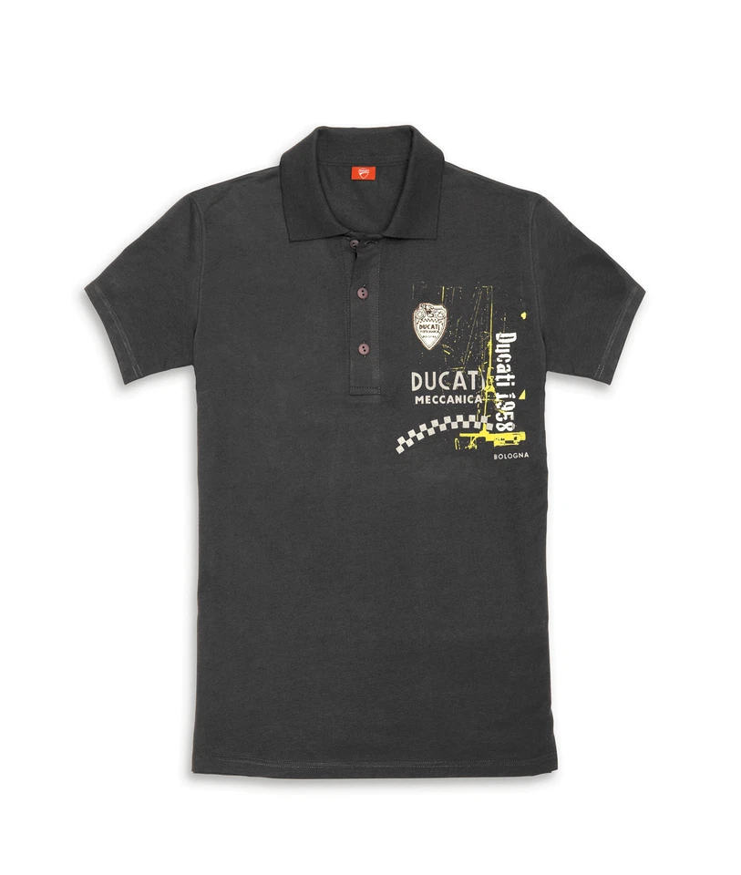 Ducati Retro Meccanica short Sleeve Polo T-Shirt Grey New - Image 1 of 1