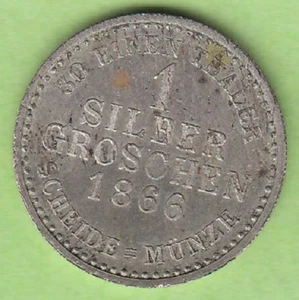 Hessen-Kassel 1 Silbergroschen 1866 Stempelglanz Schrötlingsfehler nswleipzig - Picture 1 of 1