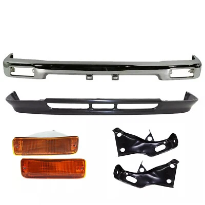 Bumper Valance For 92-95 Toyota Pickup Chrome Panel Signal Light Bracket Kit 6pc - Image 1 of 4