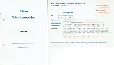 VEB Büromaschinenwerk Sömmerda Klein Schreibmaschine KsT Anleitung DDR 1961 - Bild 1 von 2