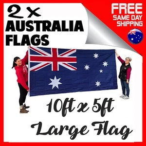 2 x Large Australia Flag Australian Flags Day Oz Ozzie Outdoor Massive 5 x 10ft - Picture 1 of 12