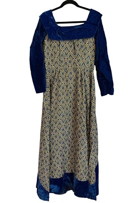 VESTIDO Cosplay Disfraz Azul/Dorado Adulto Princesa Vestido Halloween Hecho a Mano - 8 Foto 1 de 4