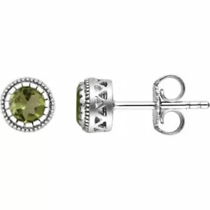 Pendientes de piedra de nacimiento de peridoto "agosto" en oro blanco de 14K - Imagen 1 de 2