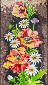 30" x 60" Blumenstrauß Mosaik Kunst Design Handarbeit Marmor Wandbild - Bild 1 von 2
