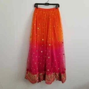 Handmade Afghanistan Ombre Mesh Embroidered Maxi Skirt Size Small - Picture 1 of 7