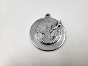 Weihnachtsschmuck Silber Rentier Hirsch Metall 2,5" Urlaub Vintage Deko - Bild 1 von 6