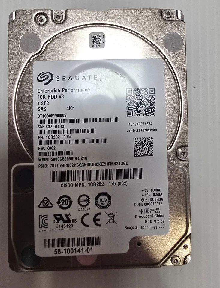 Seagate ST1800MM0008 1.8TB 10K 12G SFF 2.5" SAS Hard Drive HDD 1GR202-175 4kn - Image 1 of 2