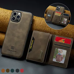 For iPhone 15 Plus 14 13 12 Pro 11 Leather Wallet Magnetic Rubber Phone Case - Picture 1 of 71