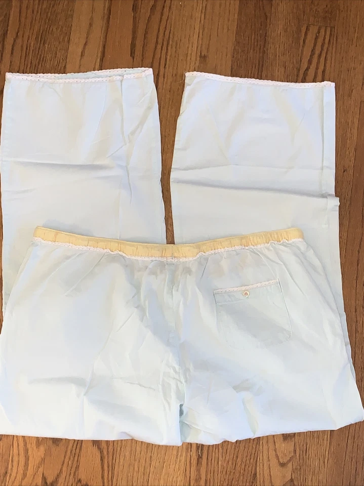 Ole Navy Intimates Lounge Pant XL Cotton Light Weight Pale Blue Yellow Lace trim - Image 1 of 4