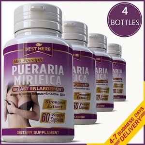 4 LOT Pueraria Mirifica 240 Pills Bust Breast EnIargement 5500 mg Natural PMS 60 - Picture 1 of 4