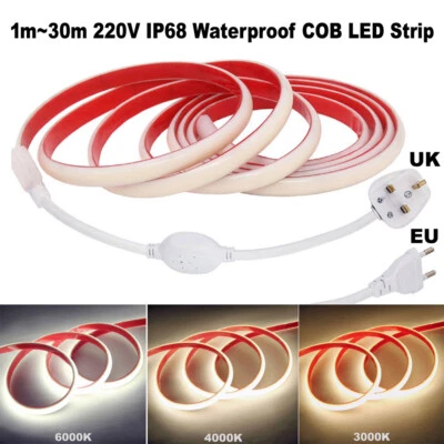 220V-240V COB LED Streifen Neon Seil Lichter Wasserdicht Haus Innen Außen Garten - Bild 1 von 4