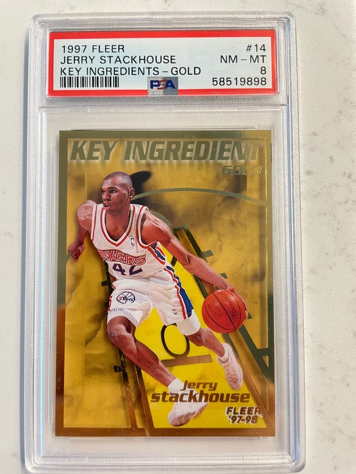 1997 Fleer Jerry Stackhouse 钥匙成分 金色 PSA 8 插入 SP — 第 1/1 张图片