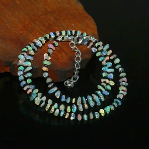 Natürlicher äthiopischer Welo Feueropal roh ungeschliffen Perlen Edelstein Halskette 16 Zoll - Bild 1 von 3