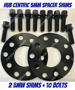 Alloy Wheel Spacers 5mm x 2 Bmw 1 2 3 5 6 7 8 Series M12x1.5 Bolts 5x120 72.6 - Picture 1 of 4