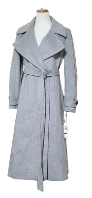 Calvin Klein Wool Blend Trench Wrap Maxi Coat with Side Splits Size 12 - Image 1 of 4