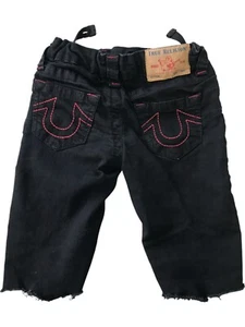 True Religion Shorts Boys Youth Size 4 Geno Relaxed Slim Cut Off Black Denim - Picture 1 of 12