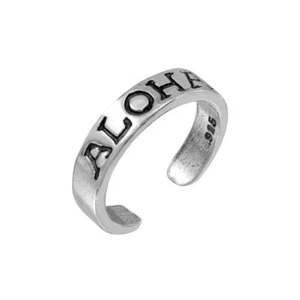 925 Sterling Silver Engraved ALOHA Adjustable Toe Ring / Finger Ring - Picture 1 of 1