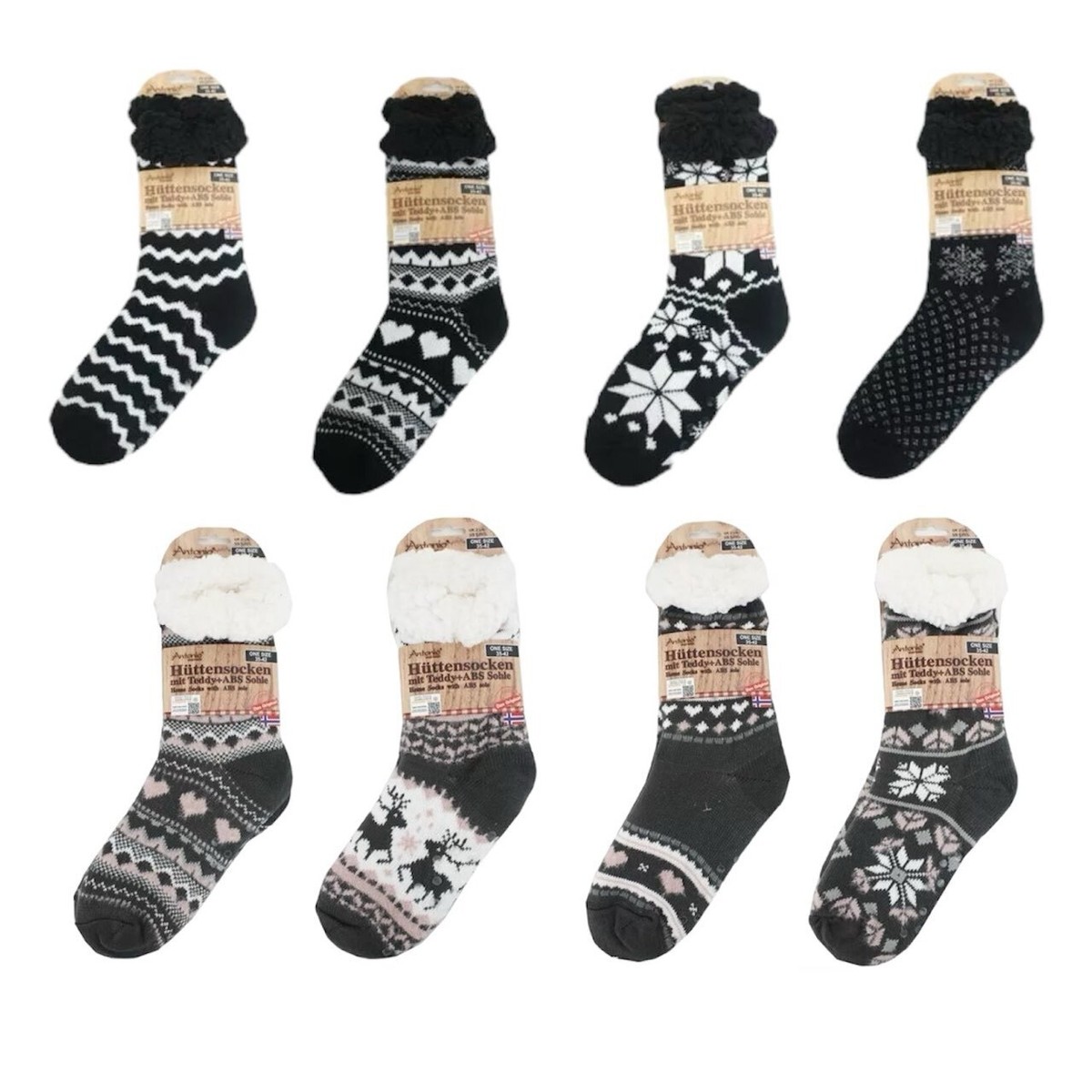 4 Paar Weihnachtssocken Damen 39-42 - Kuschelsocken Mit Weihnachtsmotiven