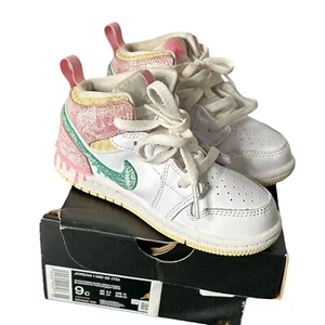 Nike Air Jordan 1 Mid SE TD Ice Cream Lace Up Sneakers Toddler Kids Size 9C - Picture 1 of 15