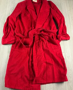 Vintgae 60's 70's LL Bean Red Long Red Warm Robe Tie Size Large Unisex Chamois - Picture 1 of 9