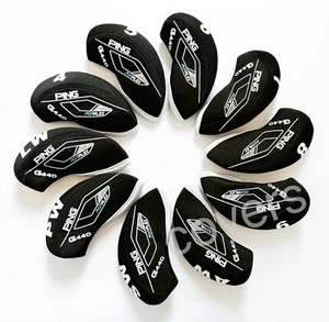 10Pc Black Neoprene Covers Headcovers For Ping G440 Porflex Irons UK Stock - Picture 1 of 3
