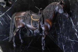 Breyer Vintage Black BROWN Beauty Western Mount Horse W/ SADDLE - Picture 1 of 3