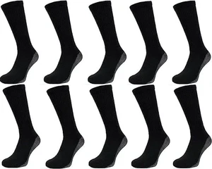 10 Pairs Men's Heavy Duty Work Socks Cotton Reinforced Heel& Toe Rich Crew Socks - Picture 1 of 13