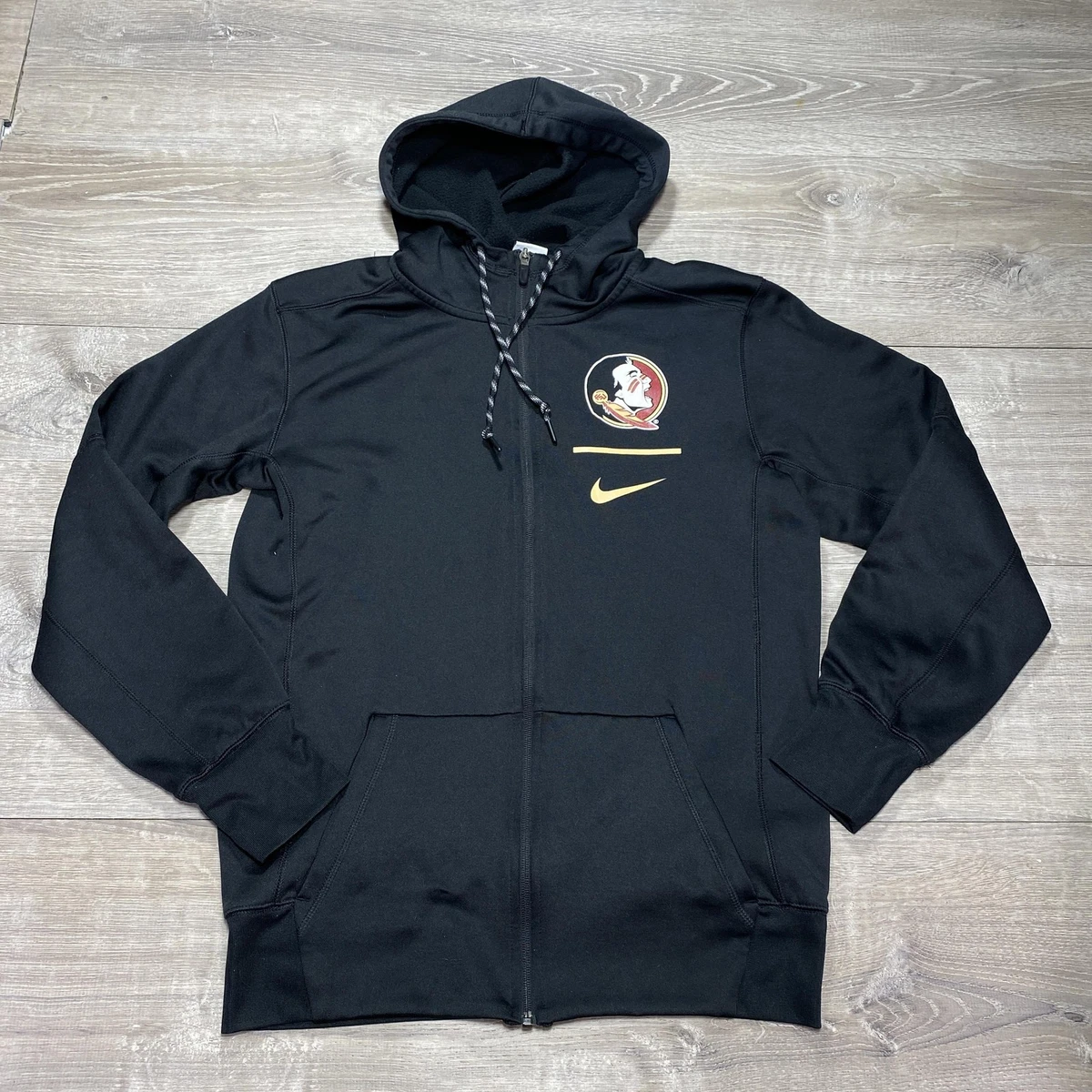 Florida State Seminoles Official Logo Hoodie - Unisex Adult Pullover, Black Heather, Large