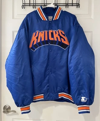 Vintage Starter NBA New York Knicks Logo Satin Snap Button Bomber Jacket Size XL - Image 1 of 4